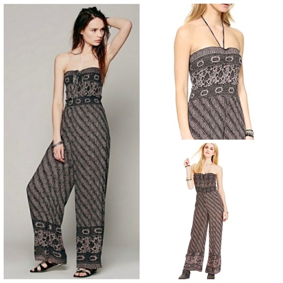 Free People Chic Smocked Wide Leg Halter Jumpsuit - Picture 16 of 16